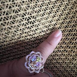 Gold plated Multicolor Crystal Flower Ring